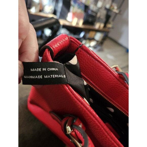 Anne Klein Red Pebbled Tote Bag Purse Handbag interior Pockets, Zip Gold Accents - Picture 5 of 6